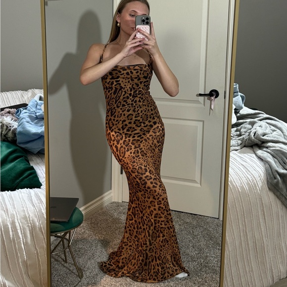 translucent, long cheetah print sundress - Picture 2 of 3